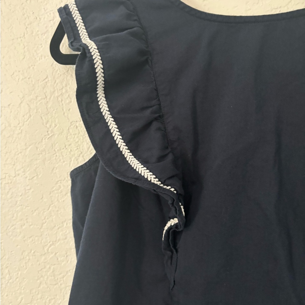 Banana Republic Embellished Open Back Flutter Sleeve Top Navy Blue Medium petite - Picture 2 of 7